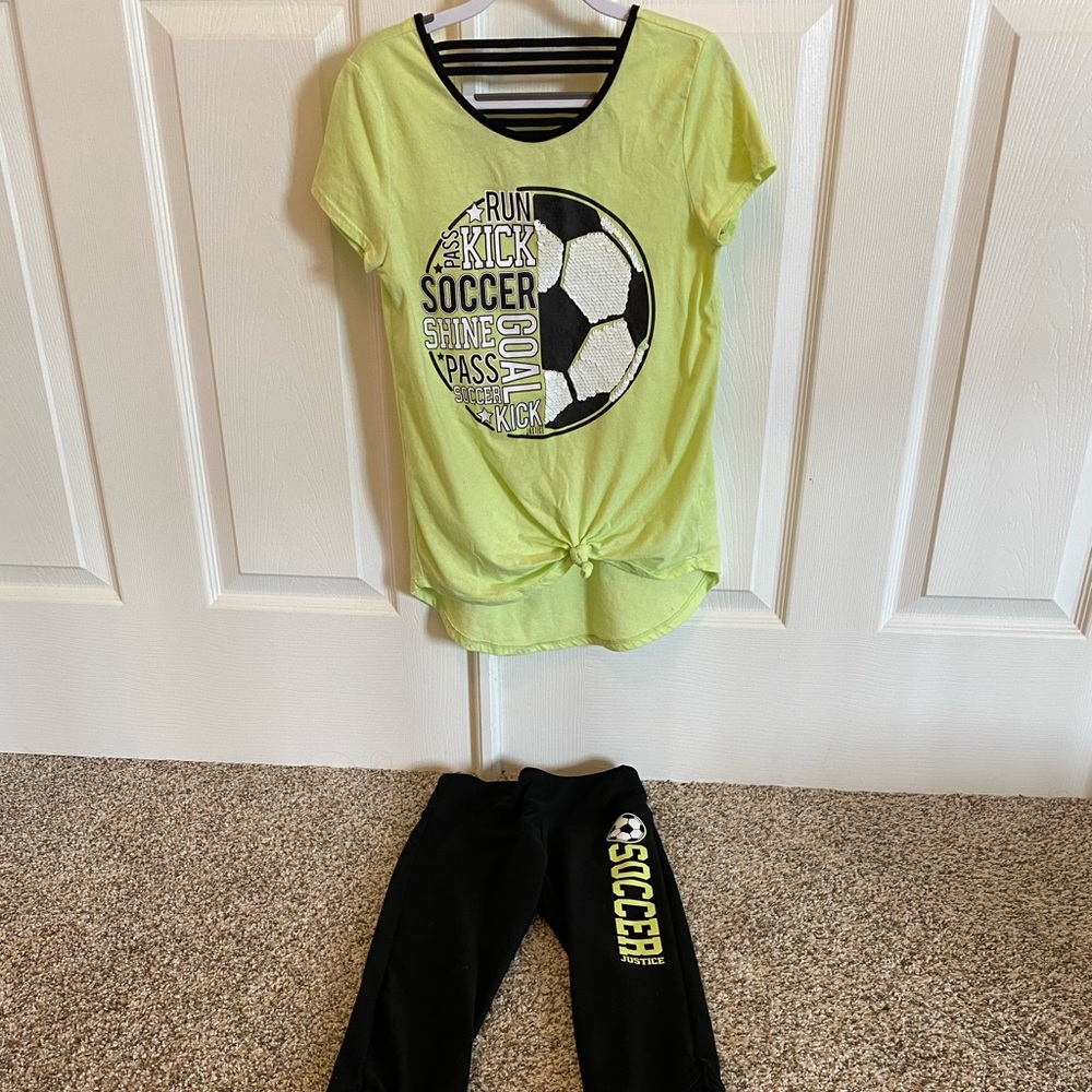 Soccer Set (shirt/leggings) Justice Girls 10/12